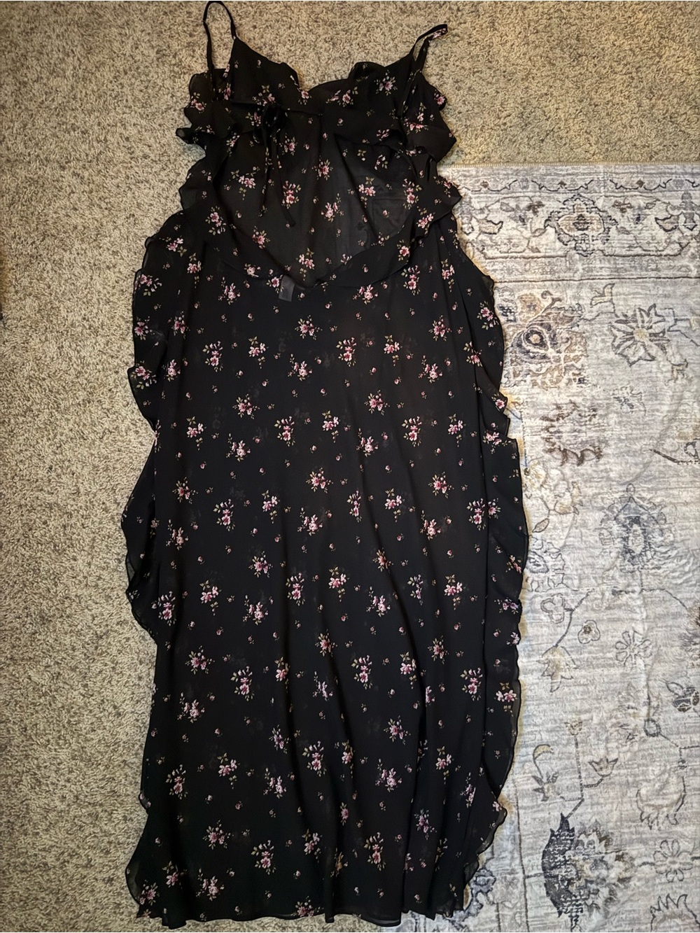 Victorias secret Dream Angels Wisteria Chiffon Black floral sheer dress Large - Picture 2 of 4